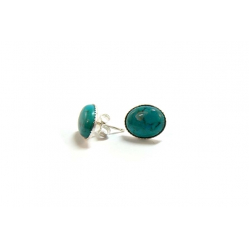 Turquoise Cabochon and Silver Stud Earrings Turquoise Cabochon and Silver Stud Earrings